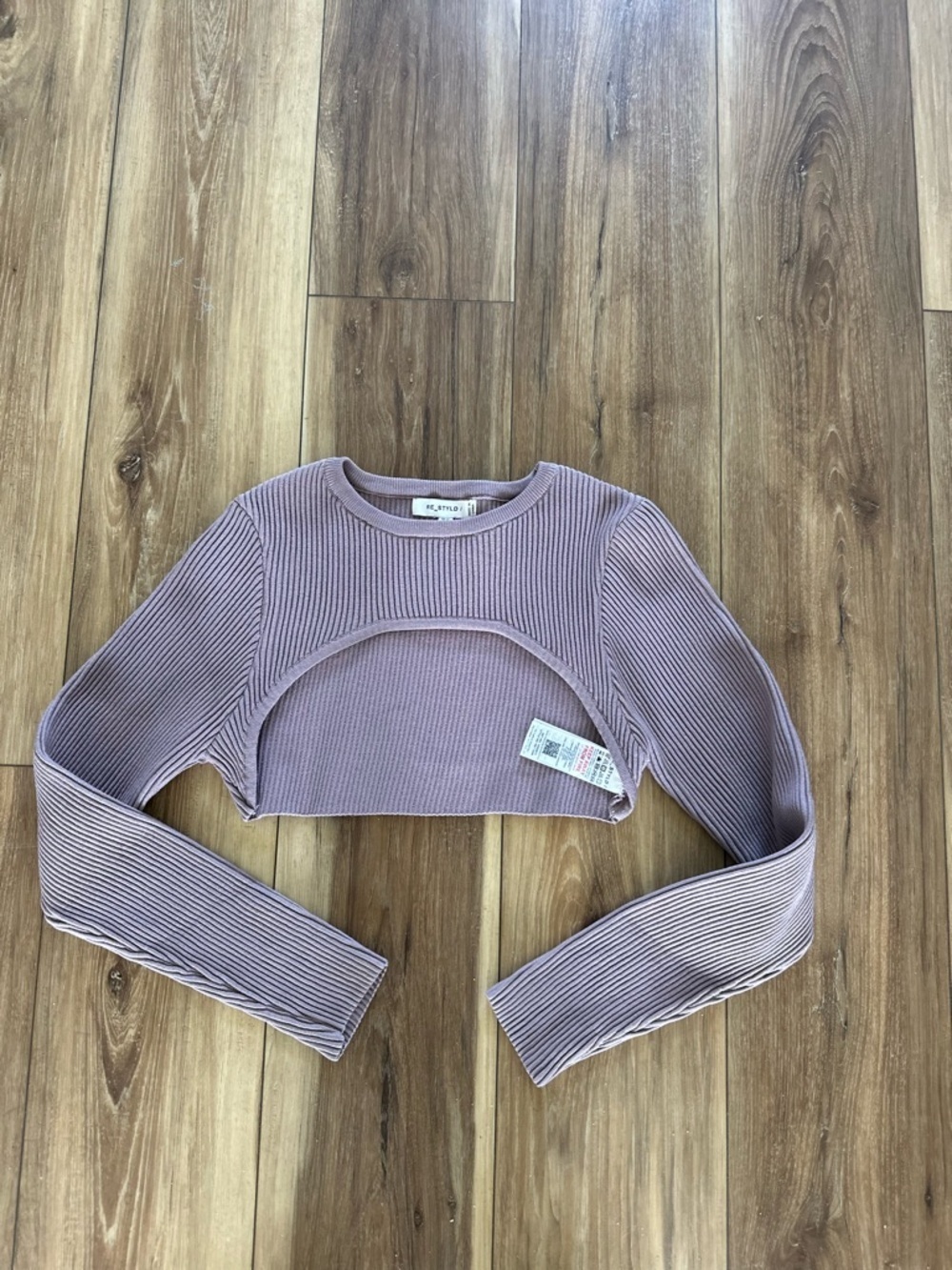 RE_STYLD womens ribbed over-shirt long sleeve shrug size 8